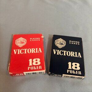 LOT of 2 Victoria 18 Poker Deck Playing Cards - Both Opened #F38